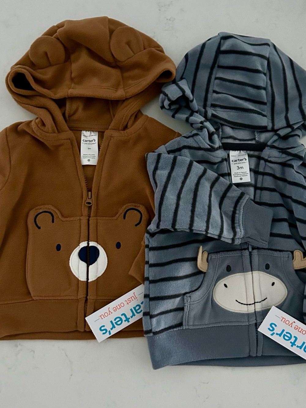 Carter's Fleece Hooded Baby Jacket set of two (2) 3 months